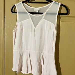 Ambar sheer mesh peplum top pretty summer chic pale pink small S feminine flowy